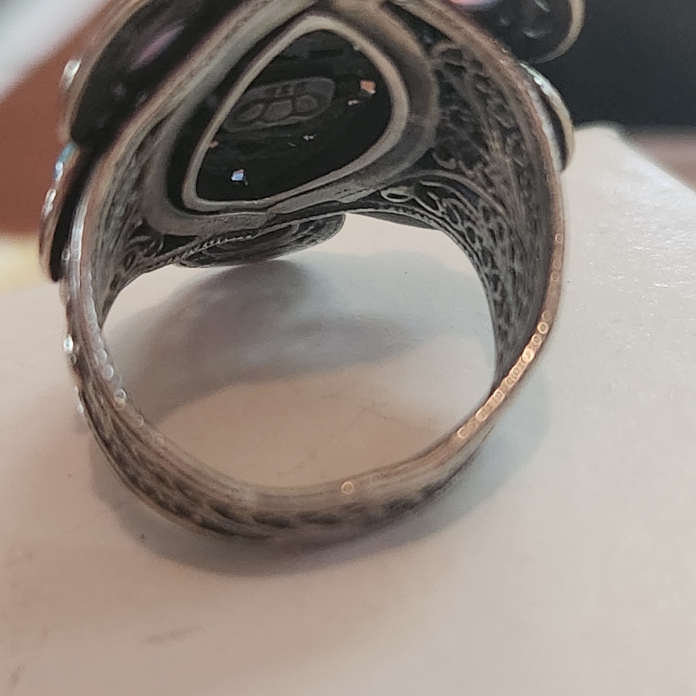 Australian Blue Opal Ring set in Heavy Sterling sz 7 Natural Earth mined. - Picture 4 of 9
